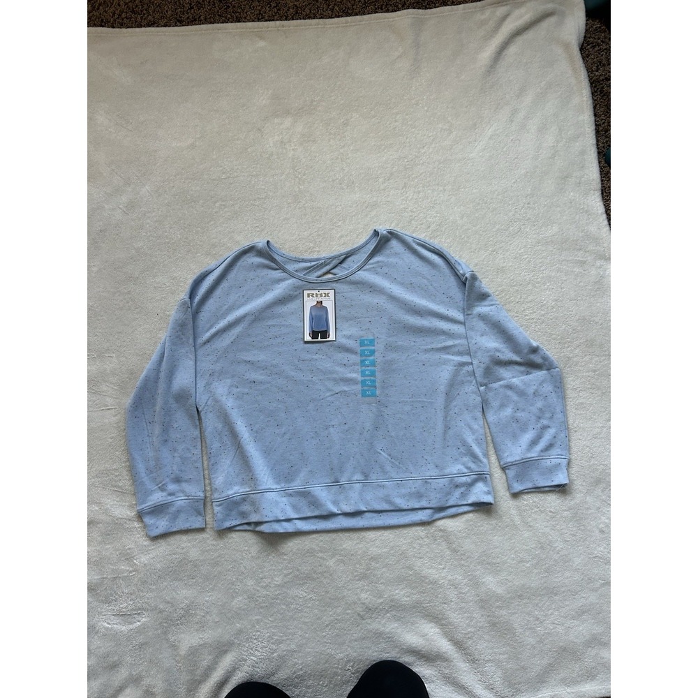 NWT Reebok light blue crewneck sweatshirt with rainbow speckles sz XL #lounge